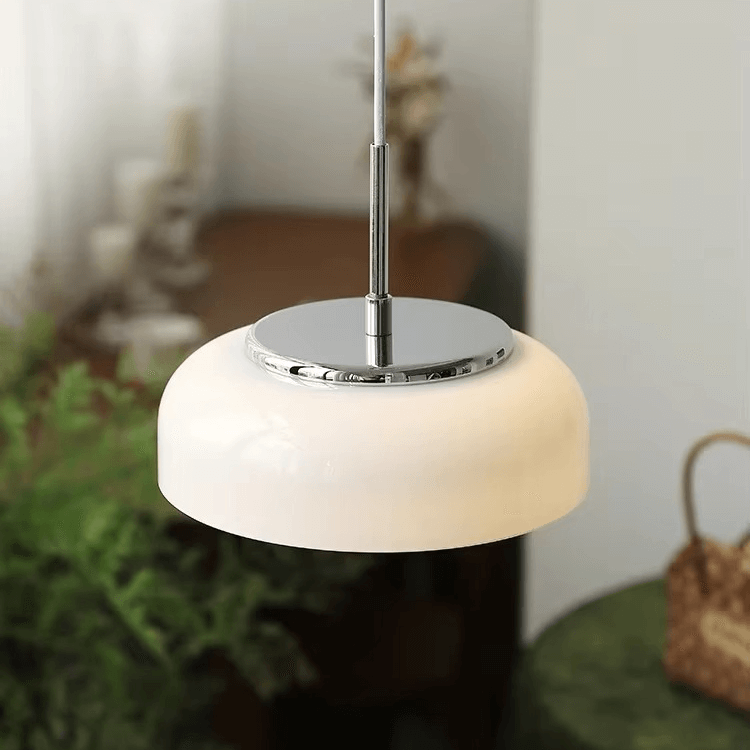 Suspension Design Moderne Verre Blanc Chromé - Éclairage Intérieur