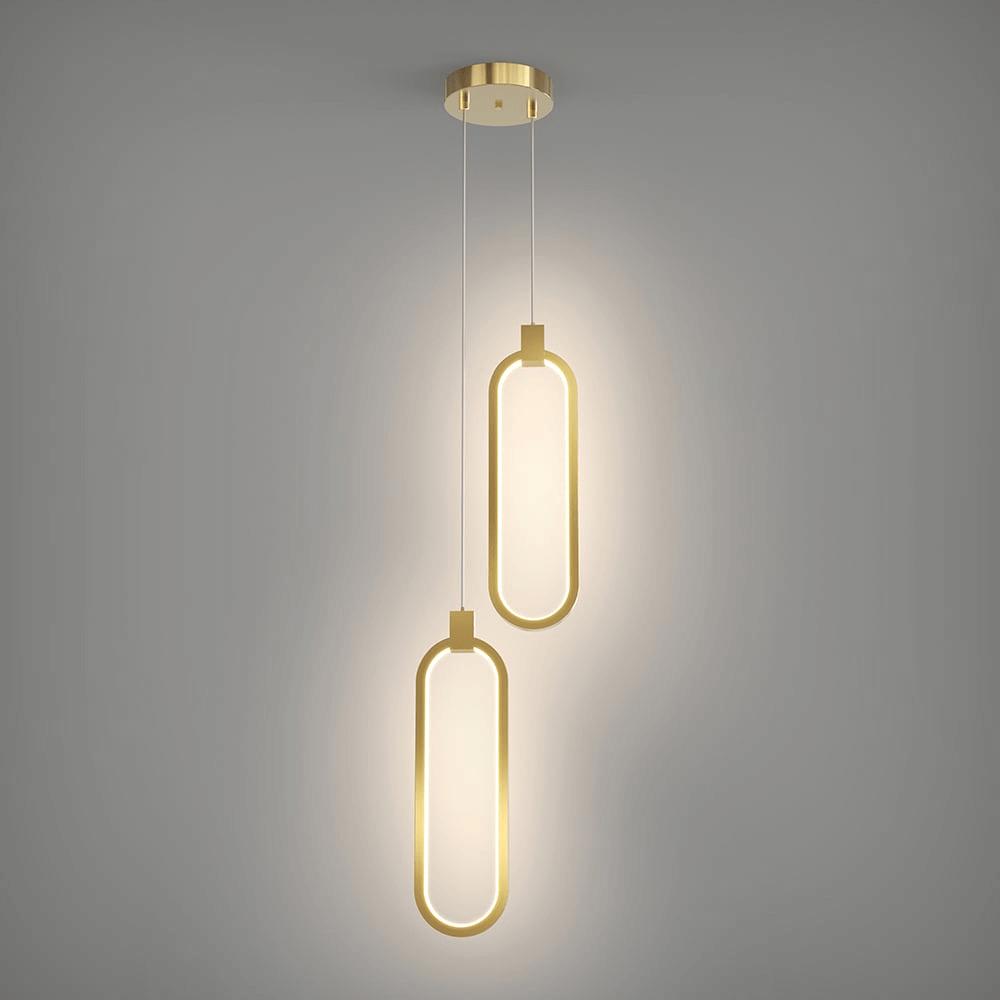 Lampe Suspendue Cercle Double Lumière - Design Doré
