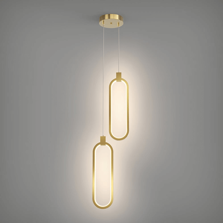 Lampe Suspendue Cercle Double Lumière - Design Doré