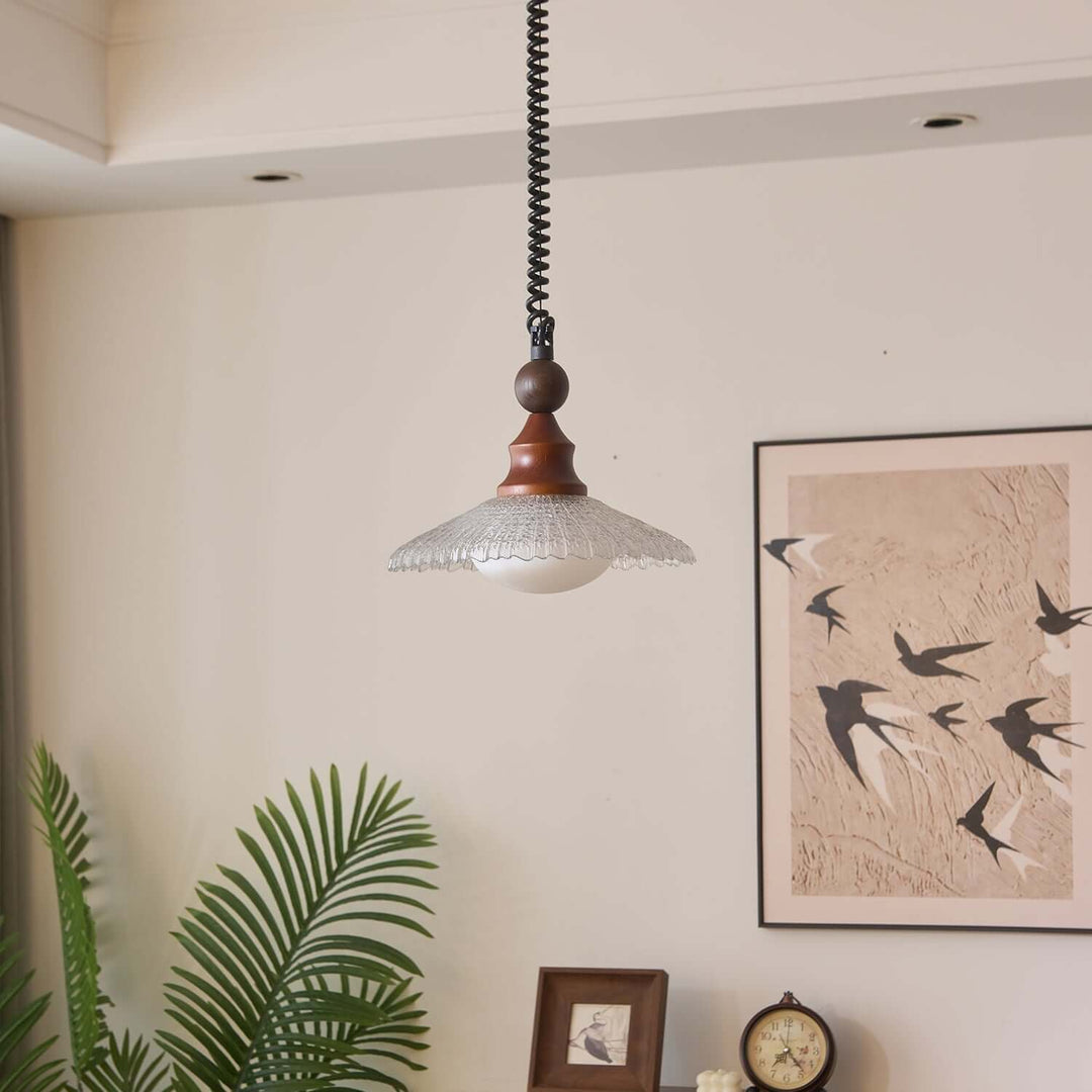 Suspension Design - Luminaire Intérieur en Verre, Bois & Métal