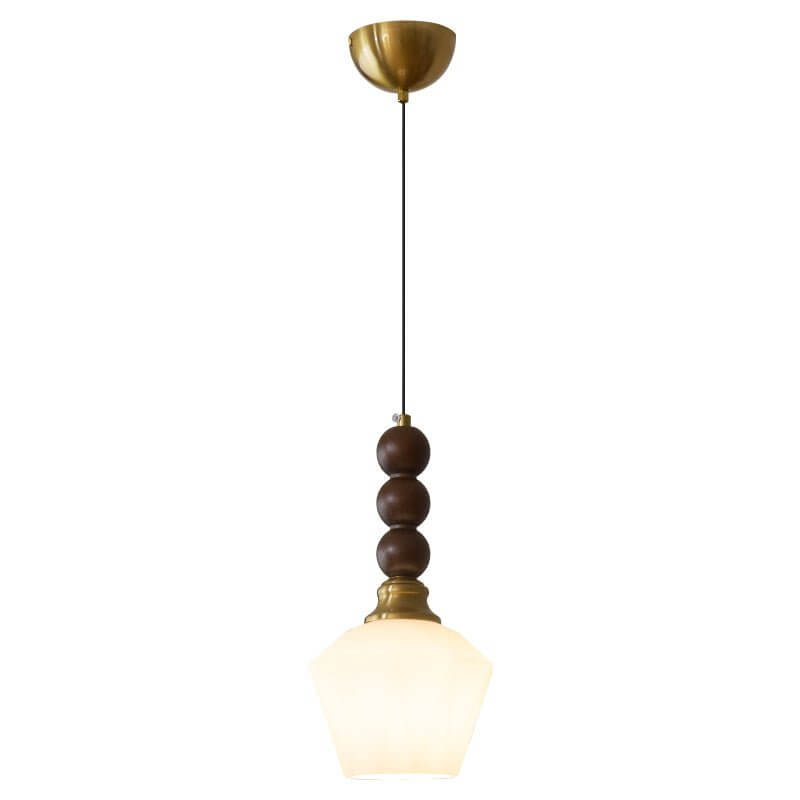 Suspension élégante en verre, bois et métal - Luminaire design