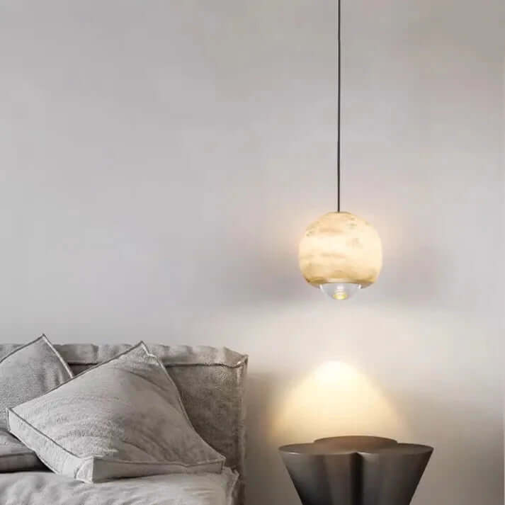Lampe Pendante Sphère En Marbre Nordique Et Albâtre