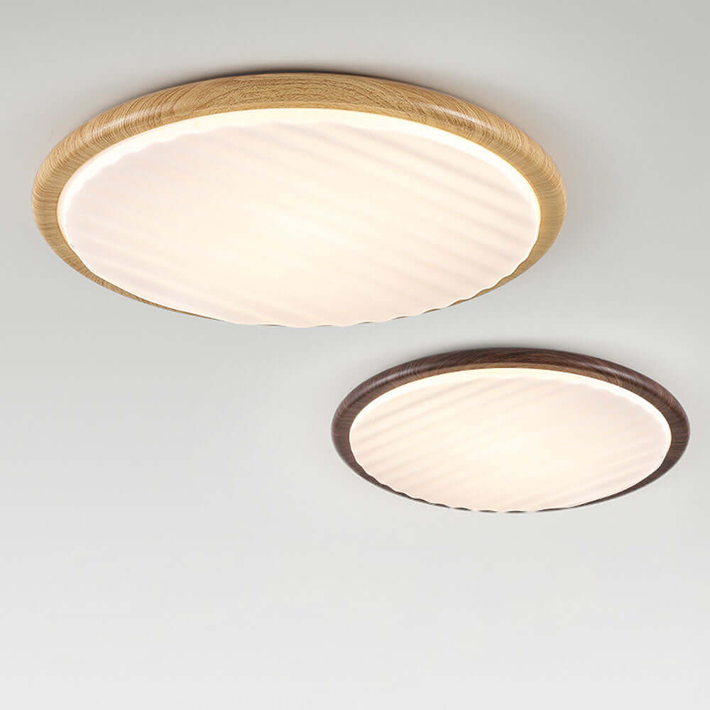 Plafonnier LED Rond en Bois Plié - Chambre