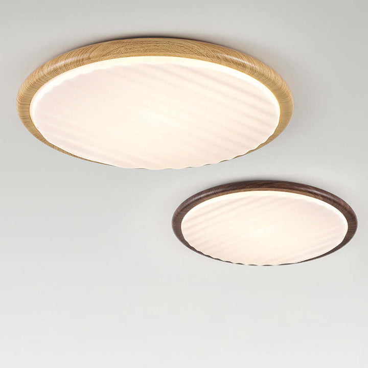 Plafonnier LED Rond en Bois Plié - Chambre