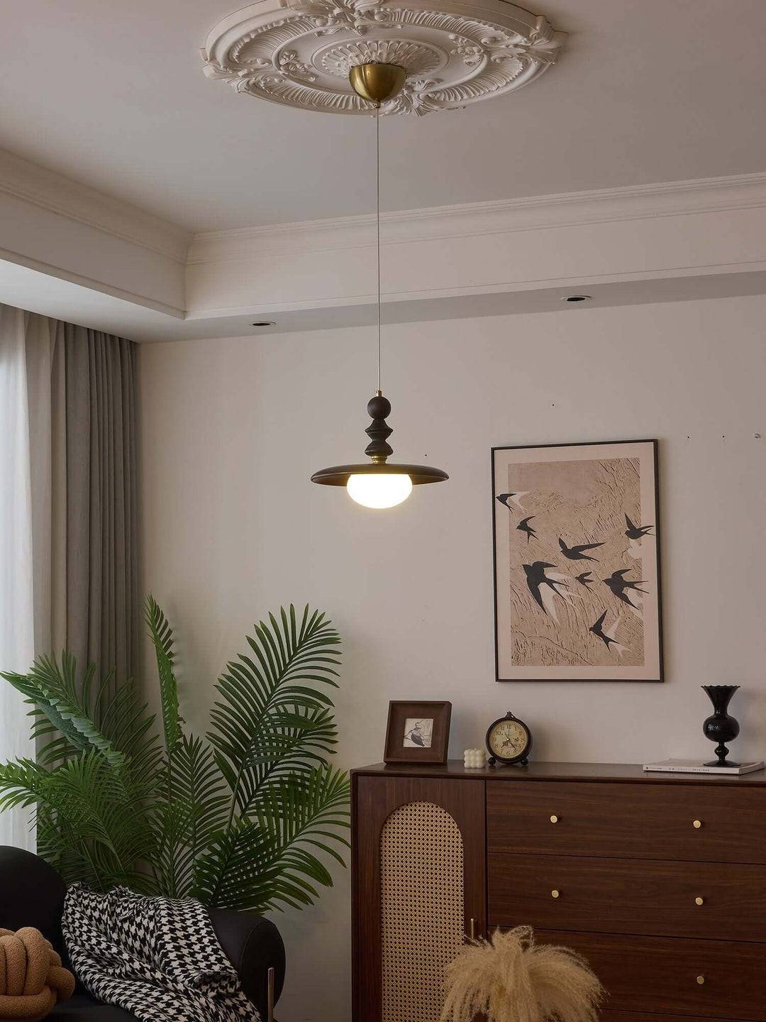 Suspension Design - Luminaire Intérieur en Verre, Bois & Métal