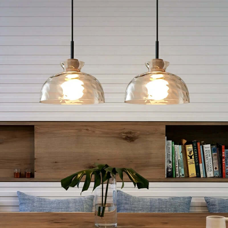 Art Ripple Verre Lampe À Suspendre En Bois