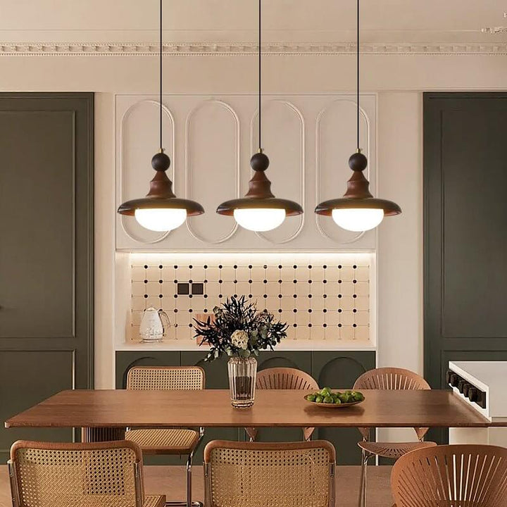 Suspension Design - Luminaire Intérieur en Verre, Bois & Métal