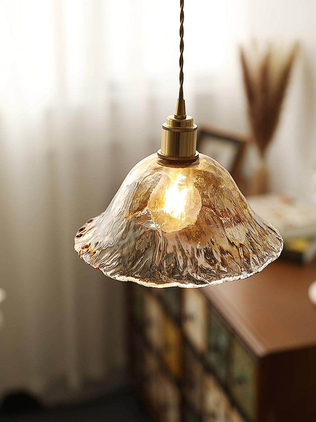 Lampe Pendante Vintage En Verre Brun