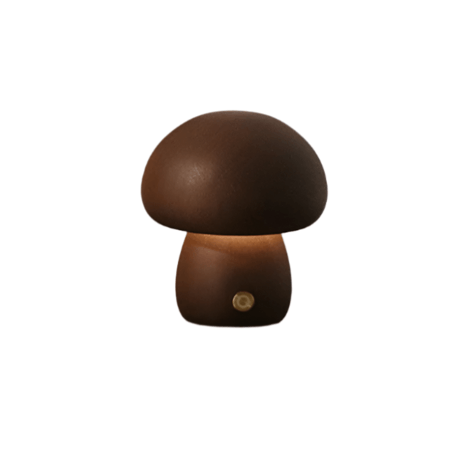 Lampe Champignon Bois Rechargeable LED - Déco Naturelle