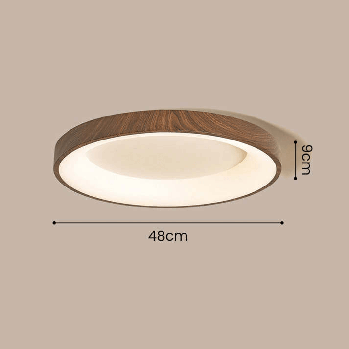 Plafonnier LED Rond en Bois Naturel - Éclairage Moderne pour Chambre