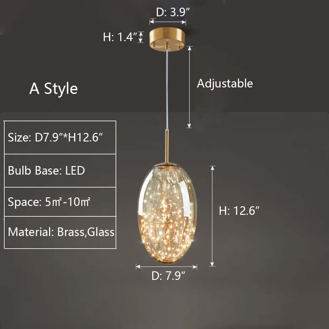 Lampe Suspendue Moderne En Verre Gris Ciel Étoilé