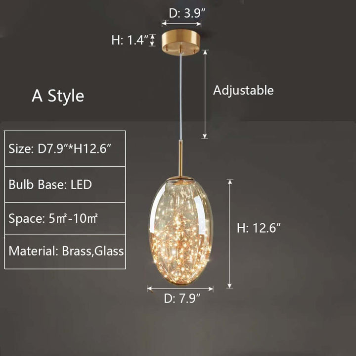Lampe Suspendue Moderne En Verre Gris Ciel Étoilé