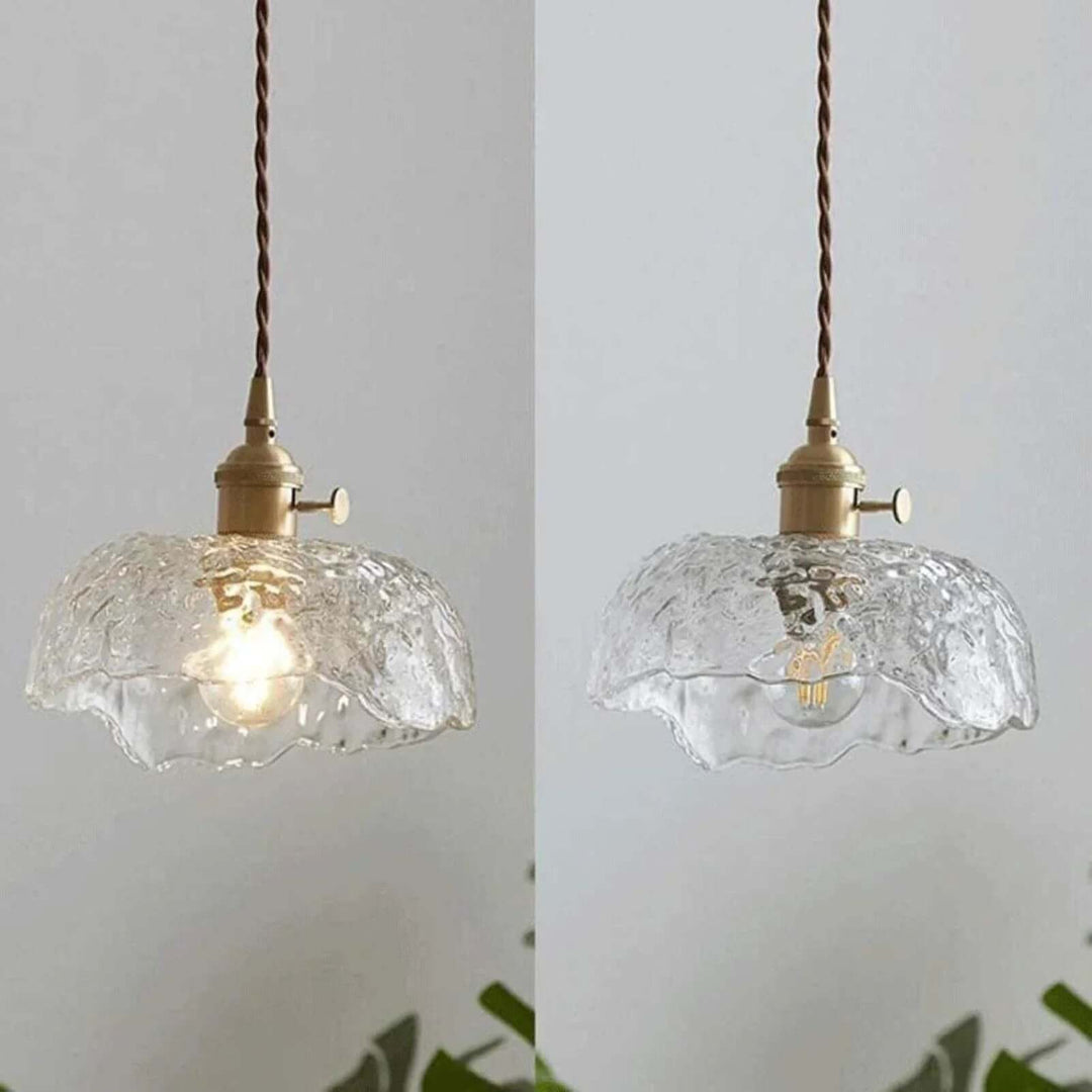 Lampe À Suspension Irrégulière En Verre De Laiton