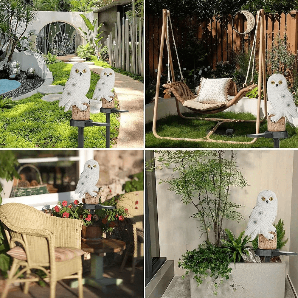 Lot de 2 Lampes Solaires Hibou Extérieur - Décoration Jardin