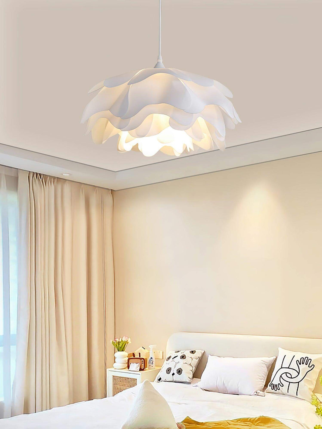 Lampe Pendante Blanche En Forme De Fleur