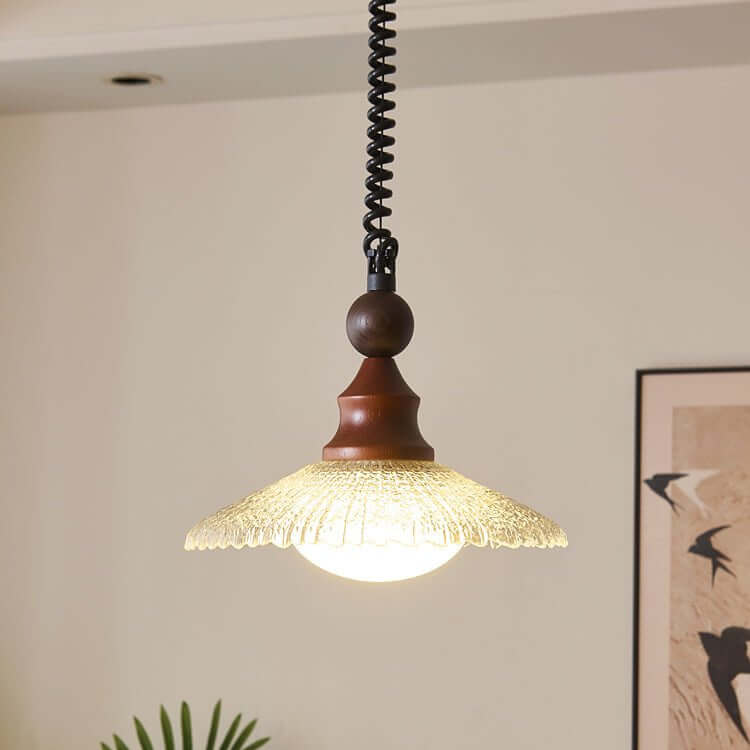 Suspension Design - Luminaire Intérieur en Verre, Bois & Métal
