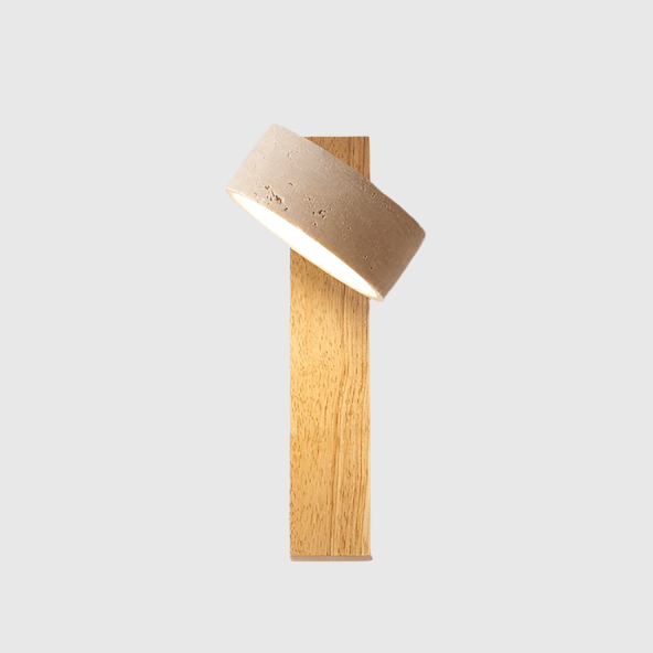 Lampe Murale LED Rotative en Pierre et Bois - Déco Wabi Sabi