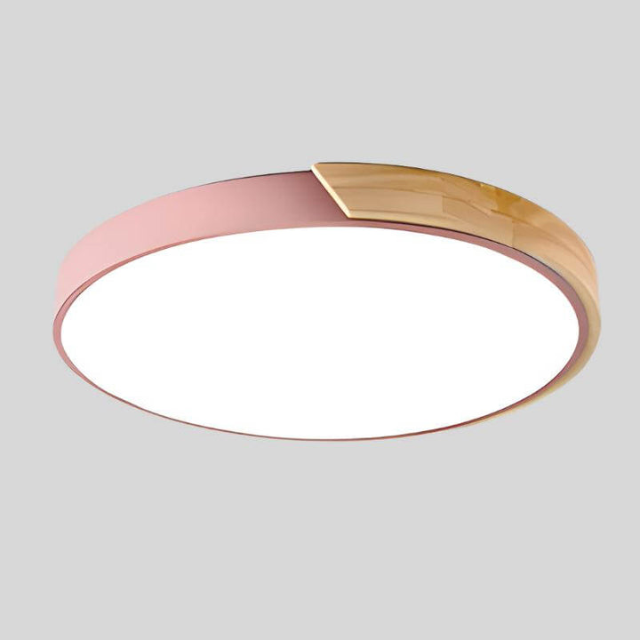 Plafonnier LED Rond Bois Nordique - Éclairage Moderne