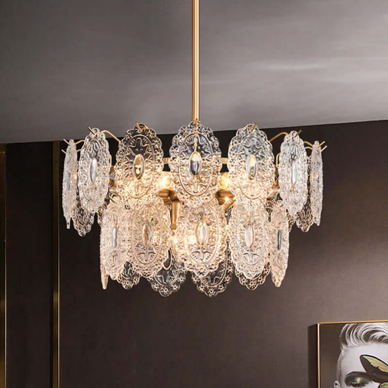 5/7 Têtes Gaufrées Lustre À Panneaux De Cristal