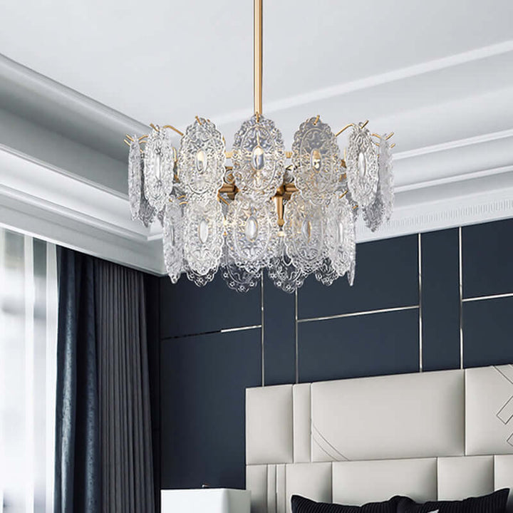 5/7 Têtes Gaufrées Lustre À Panneaux De Cristal