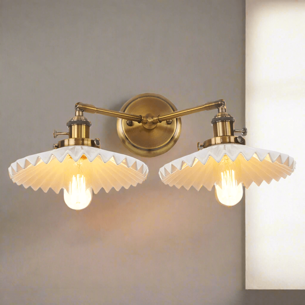 Lampe À Double Tête En Céramique Ancienne