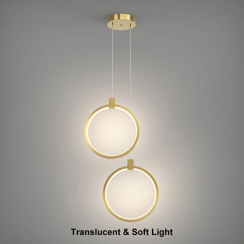 Lampe Suspendue Cercle Double Lumière - Design Doré