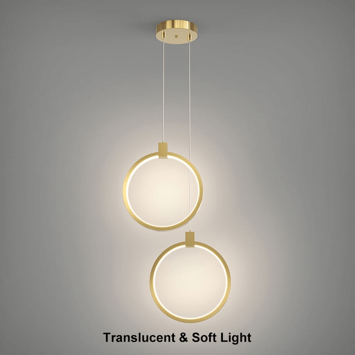 Lampe Suspendue Cercle Double Lumière - Design Doré