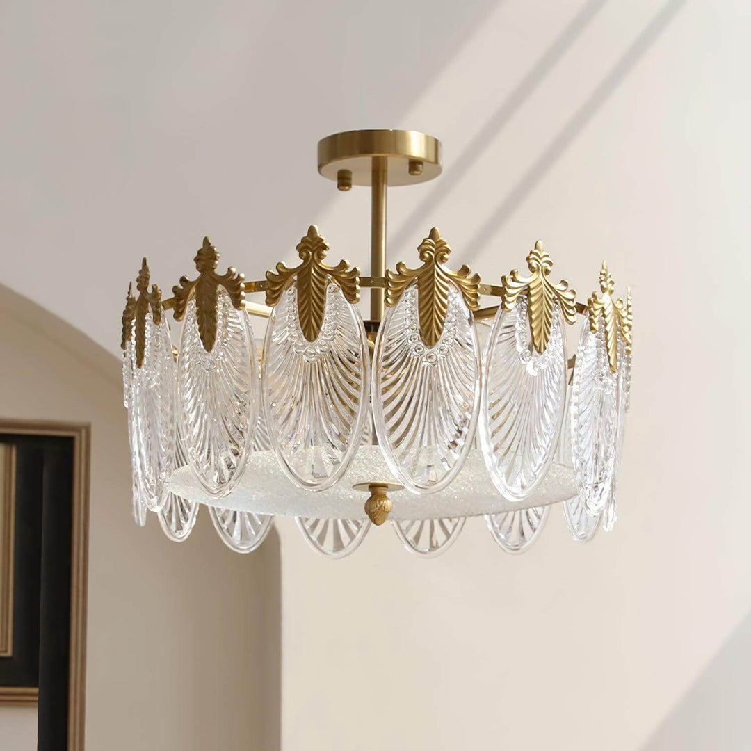 Lustre Rond Décoratif en Verre - Éclairage Intérieur