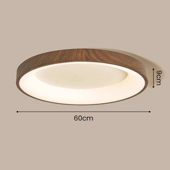 Plafonnier LED Rond en Bois Naturel - Éclairage Moderne pour Chambre