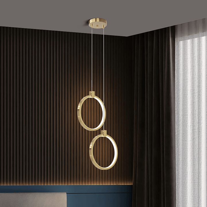 Lampe Suspendue Cercle Double Lumière - Design Doré