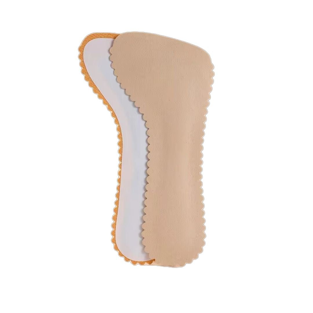 Alt text: "Semelles en mousse à mémoire, confort pour talons hauts, ajustables, anti-glisse, invisibles, matière respirante."