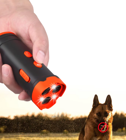 "Appareil de dressage canin à ultrasons, léger, avec lumière LED pour correction douce des comportements indésirables."