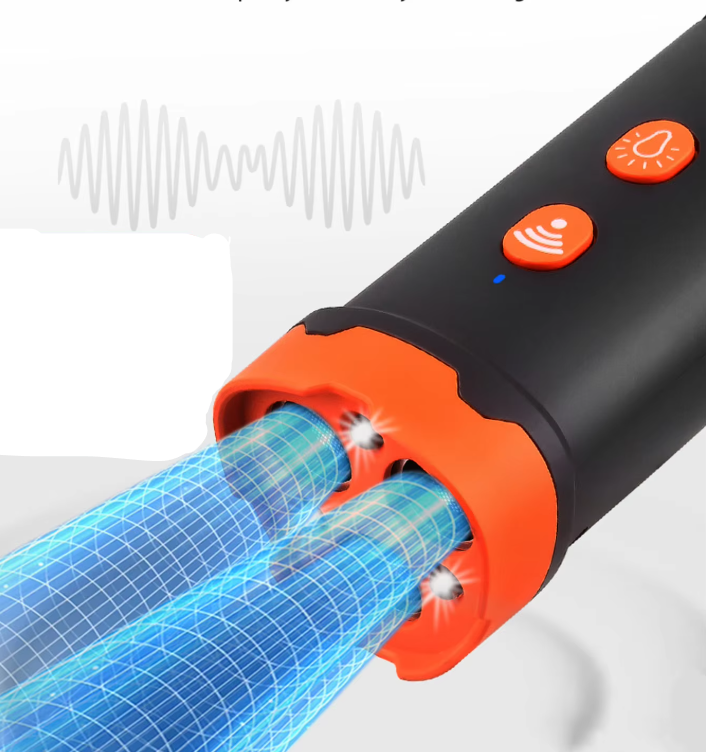 "Appareil de dressage canin à ultrasons, léger, avec lumière LED pour correction douce des comportements indésirables."