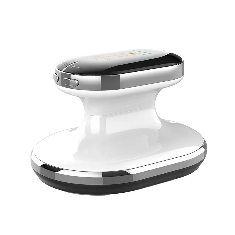 "Appareil minceur 4 en 1 moderne, compact, blanc et noir pour sculpter corps, tonifier muscles, réduire graisses à domicile."