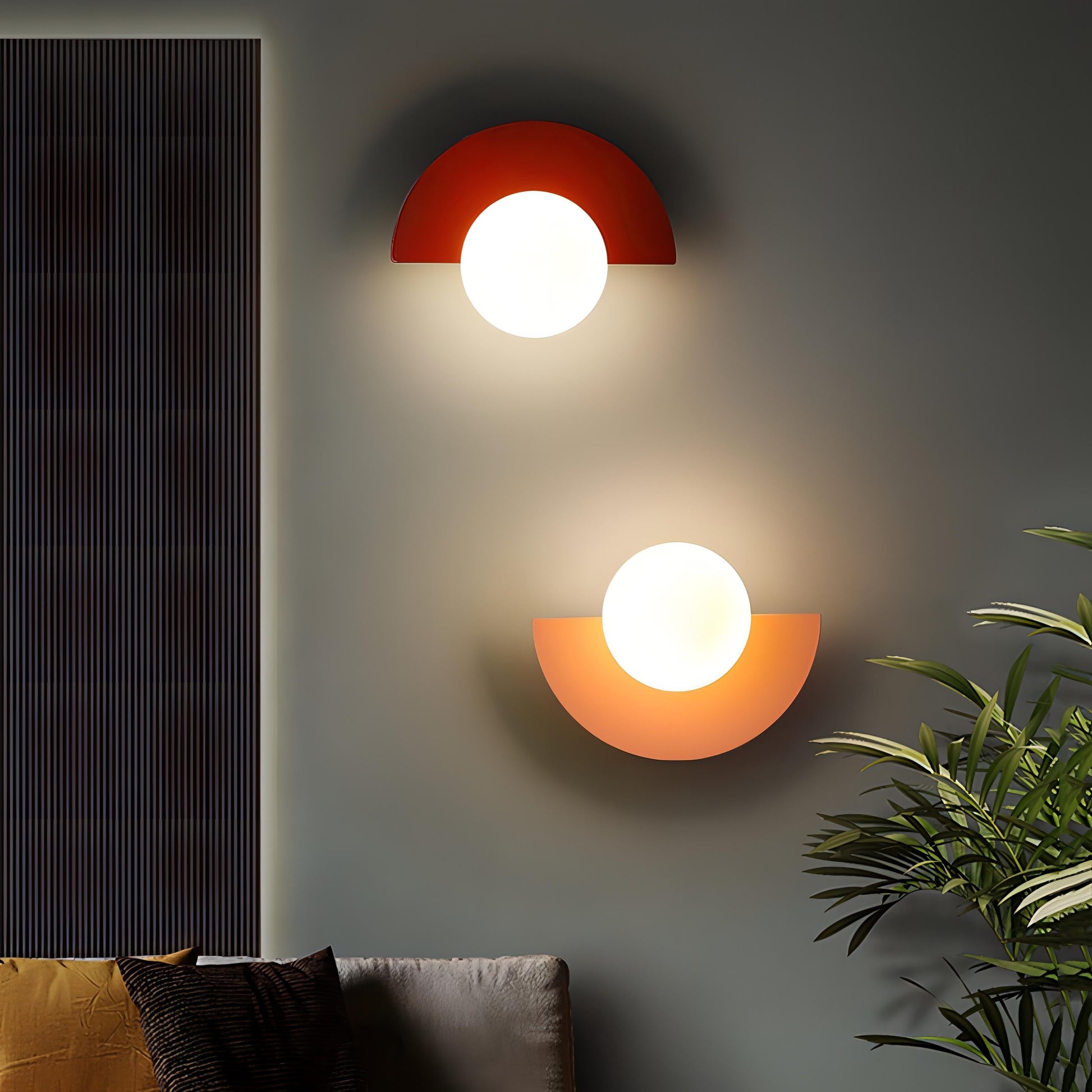 "Applique murale demi-cercle nordique, élégante, minimaliste, moderne, couleurs variées, interrupteur tactile, montage facile