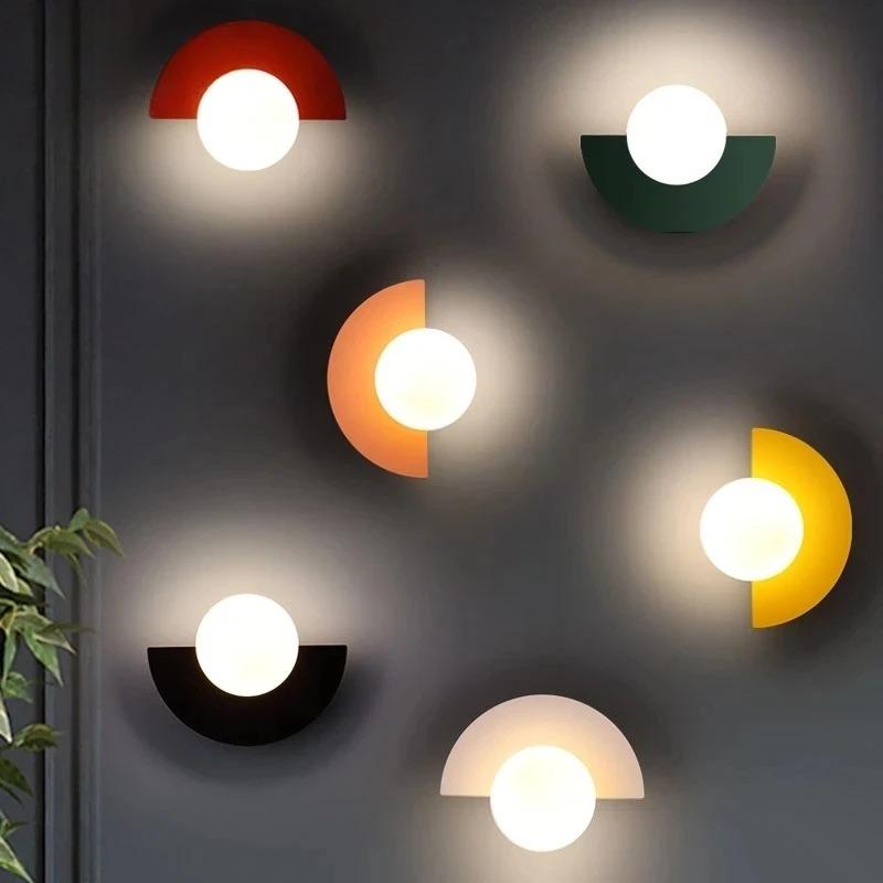 "Applique murale demi-cercle nordique, élégante, minimaliste, moderne, couleurs variées, interrupteur tactile, montage facile