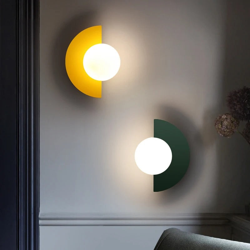 "Applique murale demi-cercle nordique, élégante, minimaliste, moderne, couleurs variées, interrupteur tactile, montage facile