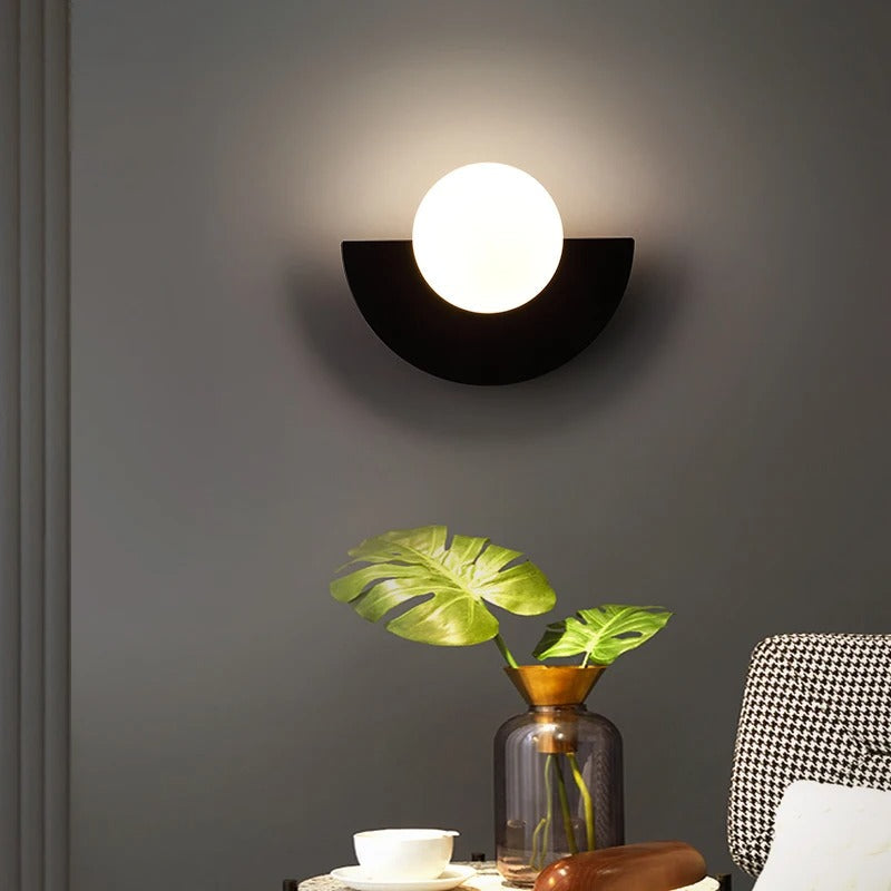"Applique murale demi-cercle nordique, élégante, minimaliste, moderne, couleurs variées, interrupteur tactile, montage facile