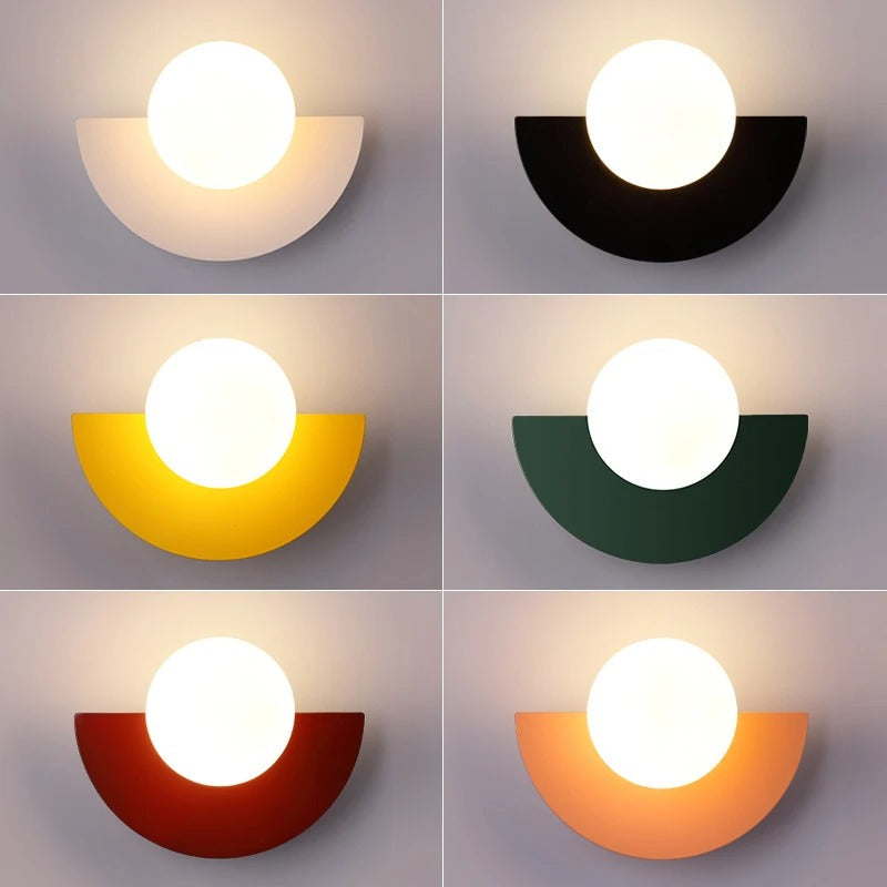 "Applique murale demi-cercle nordique, élégante, minimaliste, moderne, couleurs variées, interrupteur tactile, montage facile