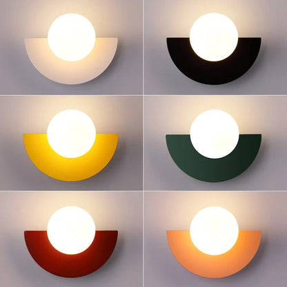 "Applique murale demi-cercle nordique, élégante, minimaliste, moderne, couleurs variées, interrupteur tactile, montage facile
