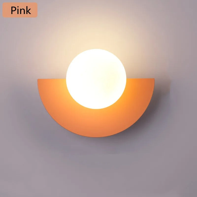 "Applique murale demi-cercle nordique, élégante, minimaliste, moderne, couleurs variées, interrupteur tactile, montage facile