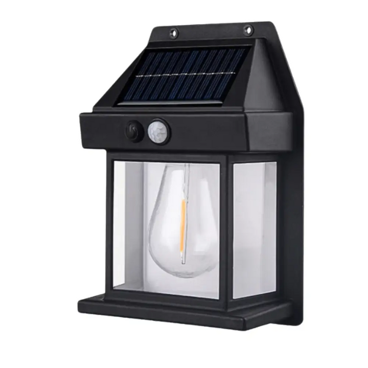 "Applique murale solaire blanche avec capteur de mouvement, étanche, économique, 400 lumens pour éclairage extérieur."