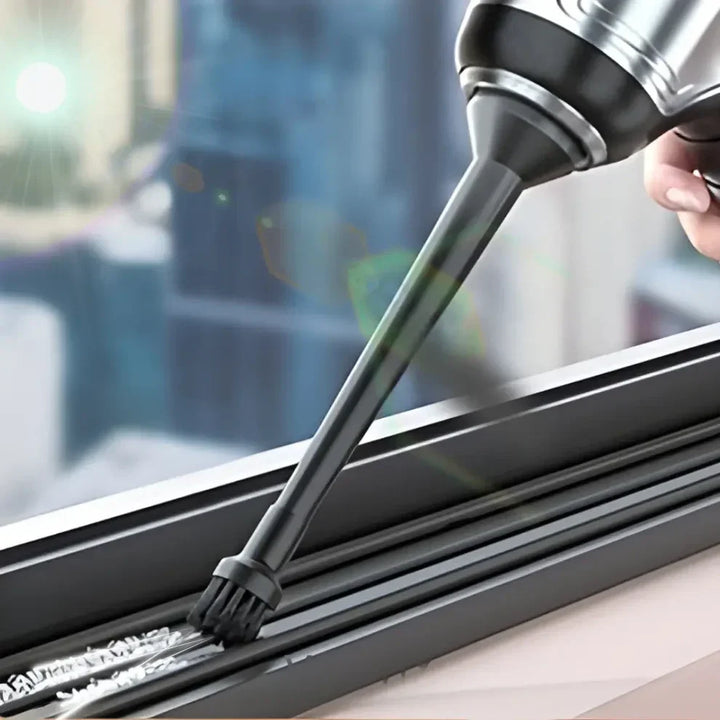 "Aspirateur souffleur design compact 2-en-1 performant pour nettoyage efficace maison voiture, filtre lavable, USB-C charge."