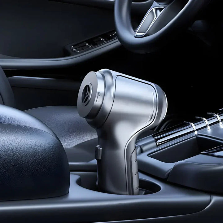 "Aspirateur souffleur design compact 2-en-1 performant pour nettoyage efficace maison voiture, filtre lavable, USB-C charge."