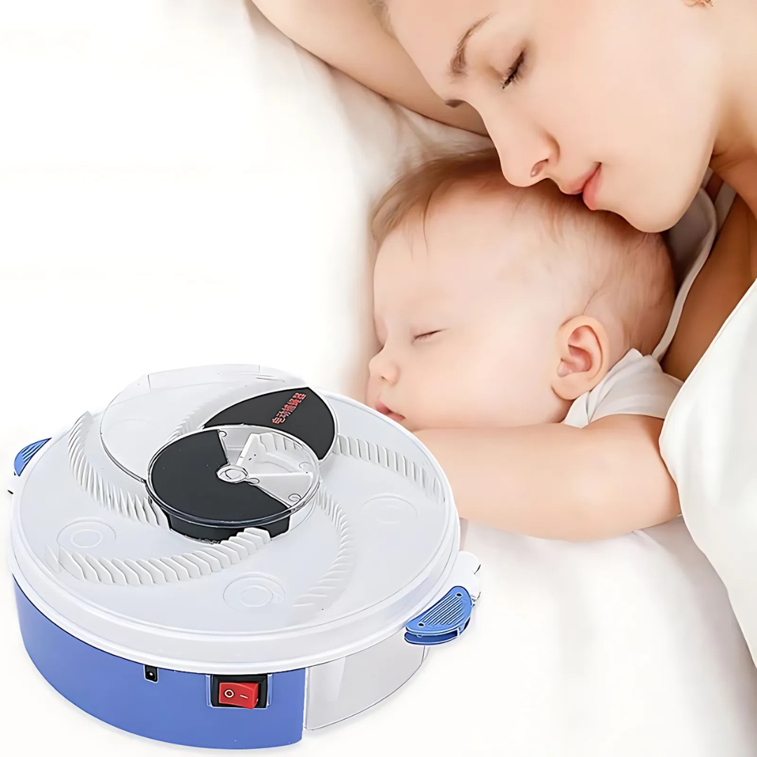 "Attrape-mouche électrique LED compact, USB, plastique blanc, attire et capture les mouches sans produits chimiques nuisibles