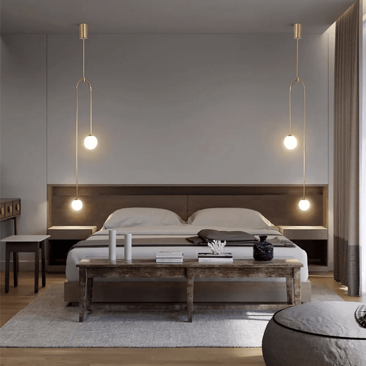 Suspension Moderne en U, 2 Lumières, Verre Globe