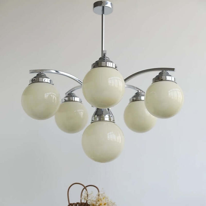Lustre Rond en Verre Style Rétro: Éclairage Chic & Glamour