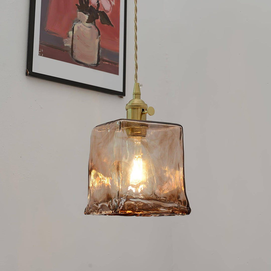 Lampe Pendante Vintage En Verre Brun