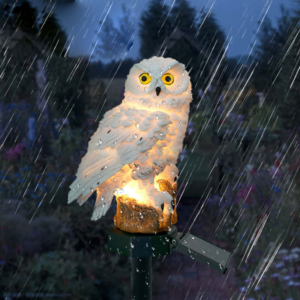 Lot de 2 Lampes Solaires Hibou Extérieur - Décoration Jardin