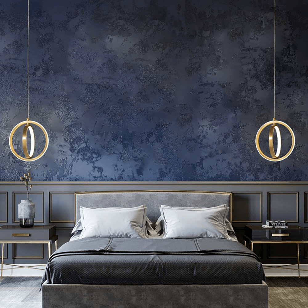Suspension Lumineuse LED à Deux Anneaux - Design Géométrique Doré